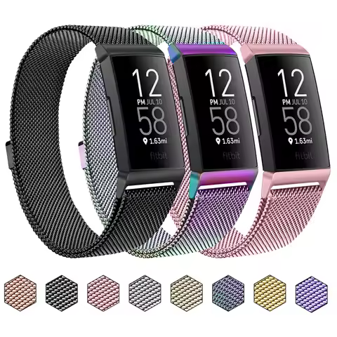Metal Magnetic Milanese Strap For Fitbit Charge 4 3 Band Replacement Wristband Watchband For Fitbit 