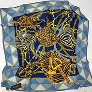 gucci 藍色 斑馬紋 豹紋 馬具 韁繩 馬嚼子 絲巾 圍巾 披肩 披巾