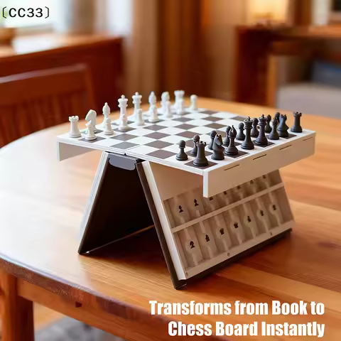 3D Printed Chess Book, Chess Set With Storage Books Design Folding Board Game For Adults Portable Co