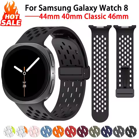 Silicone Magnetic Band For Samsung Galaxy Watch 8 Classic 46mm Sports Breathable Bracelet Correa Gal