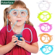 POKERFACE 1PC Funny Soft Glasses Straw Drinking Tube Kids Birthday Christmas Party Supplies Plastic 