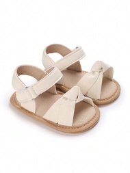 夏季可愛時尚嬰兒女涼鞋，真皮防滑柔軟鞋底步行鞋，適用於0-18個月
