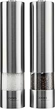 Cooks Professional Electric Salt and Pepper Mill Set | Battery Operated Automatic Grinders with Adju