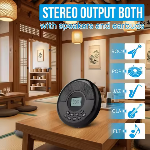 Portable cd walkman with bluetooth transimitting cd player portable with speakers and earbuds discma