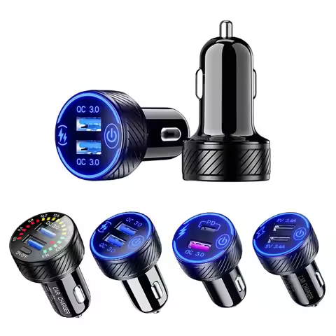 48W USB Car Charger Type C Car Phone Chargers Fast Charging PD QC3.0 Phone Charger with ON/OFF Switc