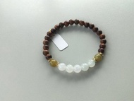 Angel's tears翠色-天然緬甸玉 白翡翠珠設計花梨木手串手鍊