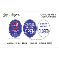 Acrylic Sign / Signage Set 4 - Jay C. Designs - 1161D