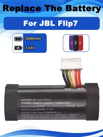 3.63V 5000mAh Replacement Battery For JBL Flip 7 Kaleidoscope 7 Wireless Bluetooth speaker GSP 1S1P-