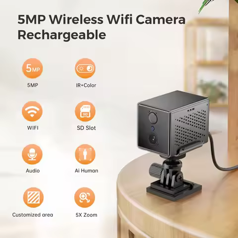 O-Kam pro 5MP Mini Wifi IP Camera with 2400mAh Rechargeable Battery Indoor Human Detection 5X Zoom S