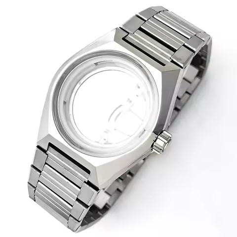 41mm MH35 Hexagon Watch Case Dome Sapphire Brushed Polished Fit 33mm Dial For Seiko King NH35/36 Aut
