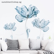 Sunshineshop Large Nordic Art Blue Flowers Wall Stickers Living Room Decoration PVC DIY Wall Decor Modern Home Bedroom Posters SG