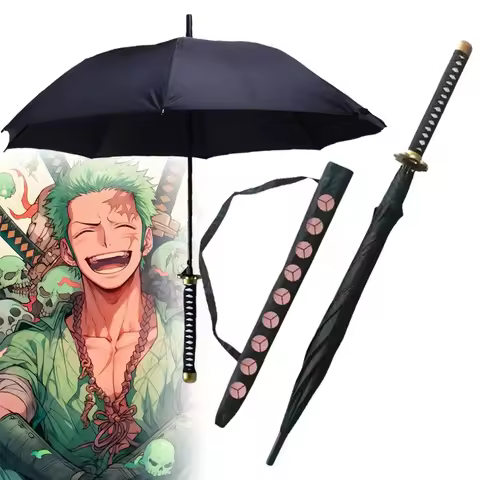 Anime Zoro Katana Umbrella Sword Long Hand Black Parasol Roronoa Zoro Knife Real Size Japanese Katan