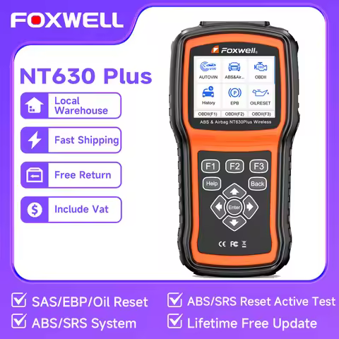 Foxwell NT630 Plus OBD2 Scanner ABS Reset SRS Reset Active Test OBD Diagnostic Tool Lifetime Free Up