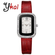 Ykai Fashion Women's Watches Ladies Quartz Waterproof Watches Leather Strap Rectangle Shape Watch Luxury Design Diamond Dial Women Watch for Girl Gift ladies watch