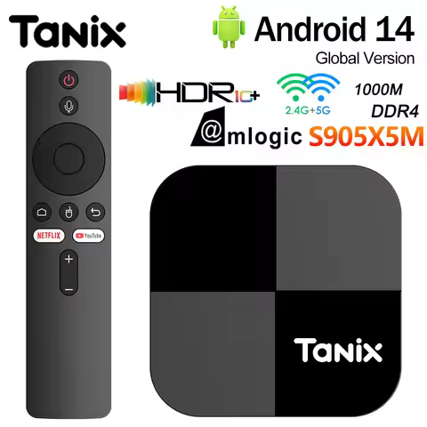 Tanix TX5 PLUS Android 14.0 TV Box 4GB 32GB Amlogic S905X5M 2.4G/5G Wifi5 4K BT5.0 1000M DDR4 Media 
