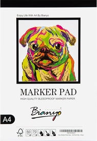 Bianyo Bleedproof Marker Paper Pad A4(8.27 "X11.69") 50แผ่น18ปอนด์/70แกรมผูกผ้าฝ้าย100%สีขาวเหมาะสำห