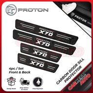 [4pc] Proton X70 Car Door Sill Strip Side Step Carbon Fibre Leather Anti Scratch Protector Sticker accessories 2023