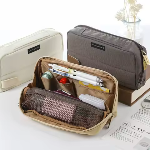 Japan KOKUYO HACO Kawaii Pencil Case Standing Canvas Pencil Bag Kids School Pen Box for Boys Girls P