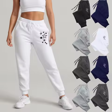 Clothes for Women Stars Print Pant Slacks Woman Clothing White Pants Women's Training Pants Trousers