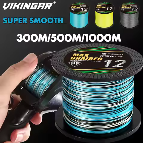 VIKINGAR 1000M 12 Strands Braided Fishing Line Super Strong Japan Multifilment PE Line Durable X12 3