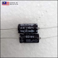 Elum, 100uF 63V 105°C, Axial Leaded, Electrolytic Capacitor, 8mm x 16mm