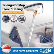 【SG Stock】360° Rotatable Twist Mop Swivel Mop Adjustable Triangle Cleaning Mop  Ezzy  Wipe Mop Household Clean Tool Window Cleaner Mop Extendable Triangle Mop