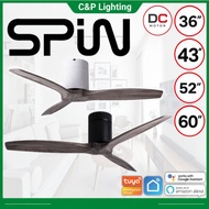 Spin Quincy Espada (Ash Blade) 36" / 43" / 52" / 60" Smart DC Ceiling Fan with Optional LED