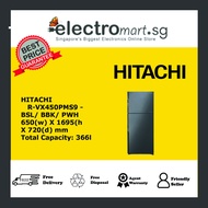 HITACHI 366L 2 DOOR FRIDGE STYLISH LINE R-VX450PMS9-BSL (BRILLIANT SLIVER)