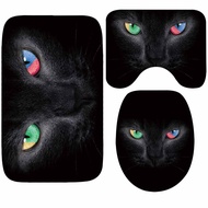 Air-Absorbent Bathroom Toilet Anti-Slip Mat Color Floor Mat 3D Flannel Three-Piece Set Toilet Cat's 