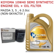 MAZDA 3,5 2.0 NON-SKYACTIV, MAZDA 6 2.2 (D) CX5 2.2 (D) OIL FILTER + KOYOMA 10W40 SEMI SYNTHETIC ENG