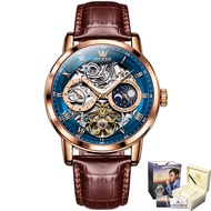 OLEVS 6670 Fashion Full-automatic Watch For Men Waterproof Genuine Leather Strap Automatic Mechanica