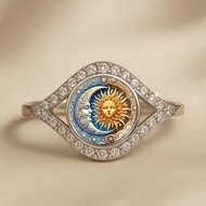 European and American sun moon diamond-encrusted couple ring Bohemian Valentines Day gift index fing