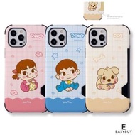 🇰🇷COQUAD PEKO POKO DOG Double Bumper Phone Case with Card Holder 不二家 牛奶妹 牛奶仔 狗仔 可插卡 可裝卡 防摔手機套（適用於 多款手機 型號 歡迎查詢 ）iPhone13 iPhone12 iPhone11 同時 適用於 三星 Samsung Galaxy S10 Galaxy S20 Galaxy S21