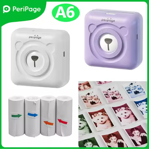 Original Peripage A6 203dpi HD Thermal Photo Printer Mini Pocket Inkless Printer Label Sticker Maker