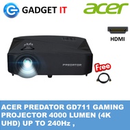 ACER PREDATOR GD711 GAMING PROJECTOR 4000 LUMEN (4K UHD) UP TO 240Hz )FREE HDMI CABLE