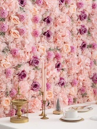 1入組花牆背景板，12.6*12.6英寸白色假玫瑰绣球人造花瓣牆壁裝飾背景板，適用於宴會婚禮裝飾，新娘派對/嬰兒派對裝飾