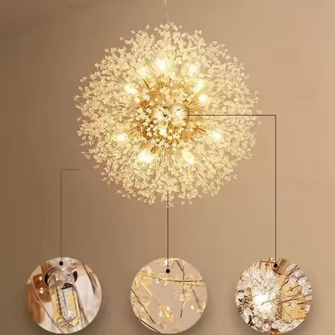 Modern And Luxurious Golden Dandelion Living Room Dining Room Bedroom Chandelier Star Fireball Firef