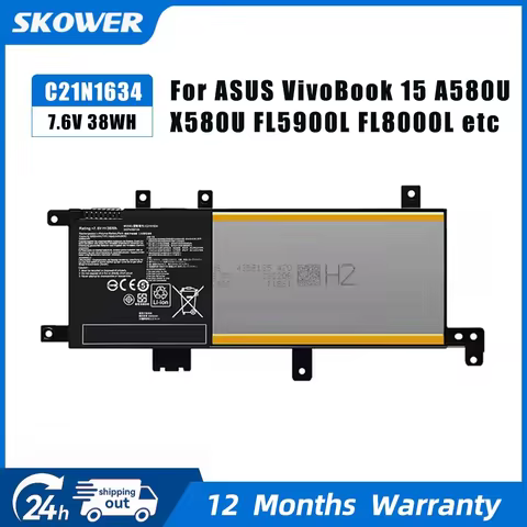 SKOWER C21N1634 Battery For ASUS VivoBook 15 A580U X580U X580B R542U R542UR X542U FL5900L FL8000L 50