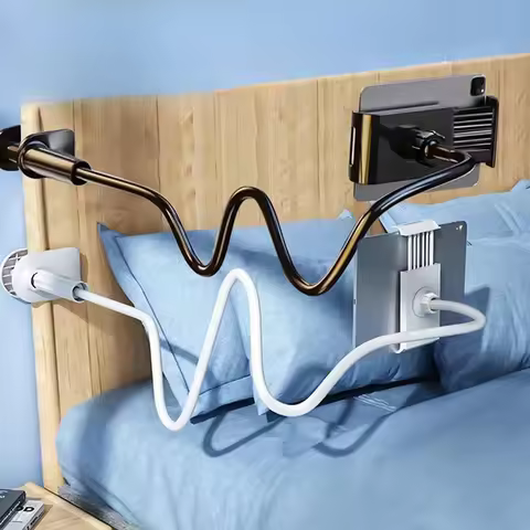 18MM Thick Bed Phone Tablet Holder, 360° Rotatable Clamp Mount for 4.7-12.9" iPad iPhone, Lazy Stand
