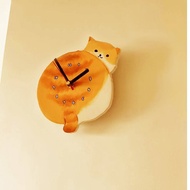Wall Clock Cute Cartoon Cat Shape Original Wall Clock Japanese Style Log Style Must-Have Wall Hanging Decoration Clock Wall Clock Wall Clock