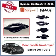 For Hyundai Elantra 2010 - 2016 Carbon Fiber and Chrome Pattern Car Door Handle Bowl Cover Car Acces