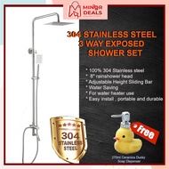 Cabana 304 Stainless Steel 3 Way Exposed Rain Shower Set