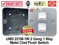UMS 221M-1W 2 Gang 1 Way Metal Clad Flush Switch (sirim)