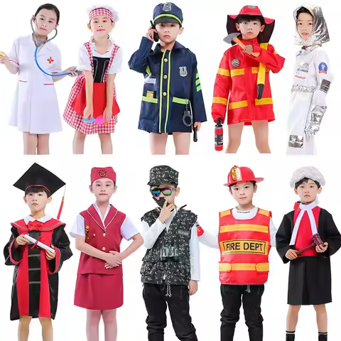 Funny Pro Cosplay Costume for Kids Toys Policeman Fireman Doctor Airplane Captain Nurse Astronaut Ch