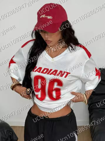 Women's & Men's Summer Couple Same Style Rave Going Out Y2K Gyaru Sportswear Graphics Breathable Mes