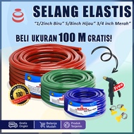 SELANG AIR ELASTIS DOP 1 ROL 100 METER 1/2 5/8 3/4 INCH SELANG TAMAN KEBUN ALAT CUCI MOTOR MOBIL