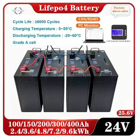 Battery LiFePO4 24v 100AH 150Ah 200Ah 300Ah 400AH 500AH lifepo4 Lithium batterry for Solar system