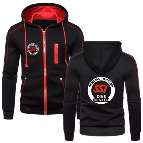 2022 Scuba Diving Dive SSI Men's New Hoodie Print Sport Zipper Hoodie Multi-zip Slim Hooded Jacket C