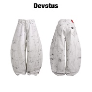 Devotus Local Brand Curved White Painted Baggy Jeans - Ink Pants Painted White