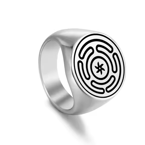 EUEAVAN Hecate Wheel Strophalos Hekate Rings Stainless Steel Vintage Charm Magic Symbol Kabbalah Rin